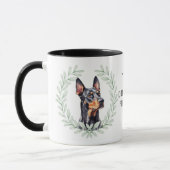 Eucalyptus Wreath Doberman Pinscher Dog Monogram マグカップ (左)