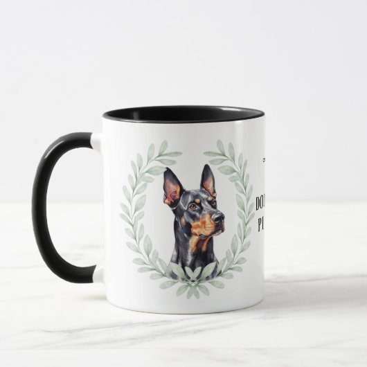 Eucalyptus Wreath Doberman Pinscher Dog Monogram マグカップ (左)