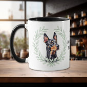 Eucalyptus Wreath Doberman Pinscher Dog Monogram マグカップ