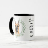 Eucalyptus Wreath Fawn Great Dane Dog Monogram マグカップ (正面左)
