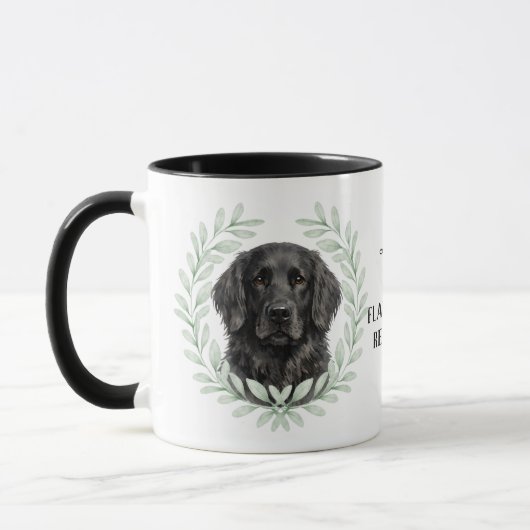 Eucalyptus Wreath Flat Coated Retriever Monogram マグカップ (左)