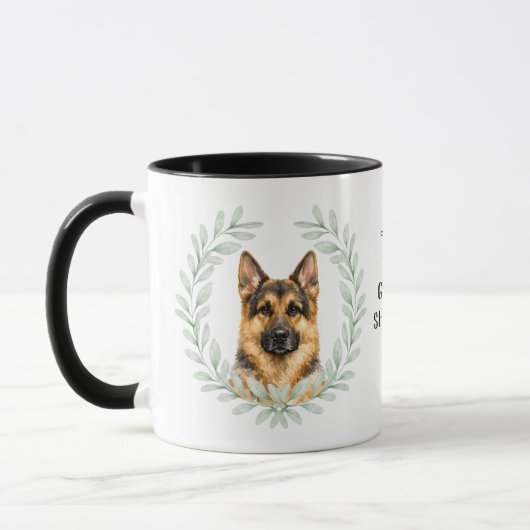 Eucalyptus Wreath German Shepherd Dog Monogram マグカップ (左)