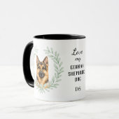Eucalyptus Wreath German Shepherd Dog Monogram マグカップ (正面左)