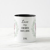 Eucalyptus Wreath Gray French Bulldog Monogram マグカップ (中央)