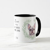 Eucalyptus Wreath Gray French Bulldog Monogram マグカップ (正面右)