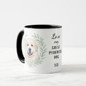 Eucalyptus Wreath Great Pyrenees Dog Monogram マグカップ (正面左)