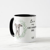 Eucalyptus Wreath Greyhound Dog Monogram マグカップ (正面左)