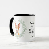 Eucalyptus Wreath Ibizan Hound Monogram マグカップ (正面左)