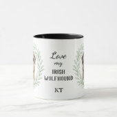 Eucalyptus Wreath Irish Wolfhound Monogram マグカップ (中央)