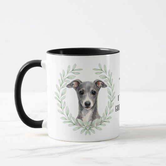 Eucalyptus Wreath Italian Greyhound Monogram マグカップ (左)