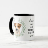 Eucalyptus Wreath Jack Russell Terrier Monogram マグカップ (正面左)