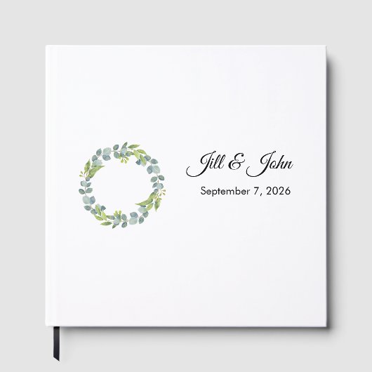 Eucalyptus Wreath Landscape Wedding Guest Book ゲストブック (正面)
