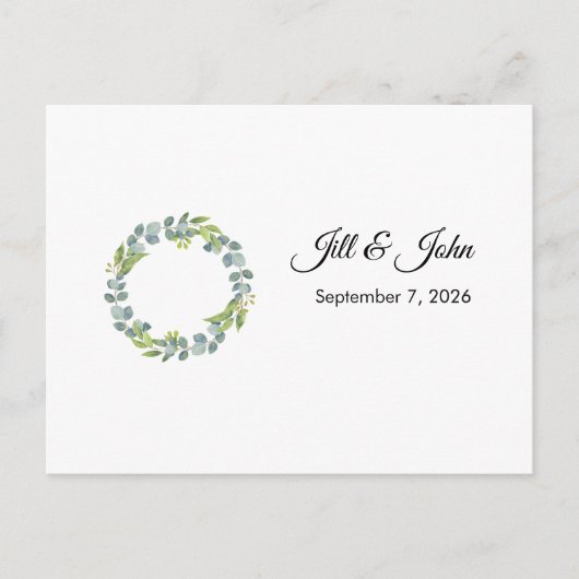 Eucalyptus Wreath Landscape Wedding Guest Book ポストカード (正面)