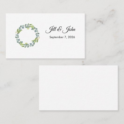 Eucalyptus Wreath Landscape Wedding Guest Book 名刺 (正面/裏面)