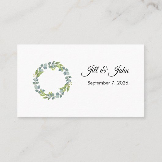 Eucalyptus Wreath Landscape Wedding Guest Book 名刺 (正面)