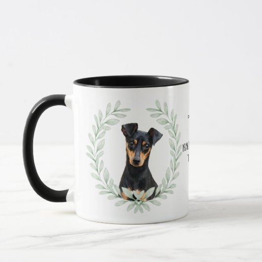 Eucalyptus Wreath Manchester Terrier Monogram マグカップ (左)