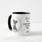 Eucalyptus Wreath Manchester Terrier Monogram マグカップ (正面左)