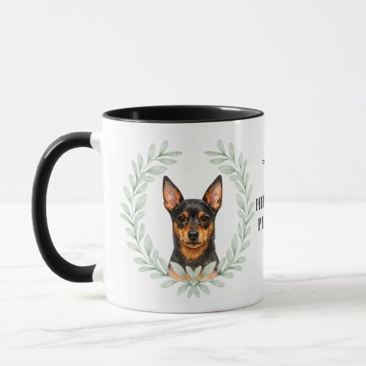 Eucalyptus Wreath Miniature Pinscher Monogram マグカップ (左)