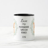 Eucalyptus Wreath Pembroke Welsh Corgi Monogram マグカップ (中央)