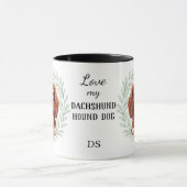 Eucalyptus Wreath Red Dachshund Hound Dog Monogram マグカップ (中央)