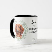 Eucalyptus Wreath Red Dachshund Hound Dog Monogram マグカップ (正面左)