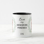 Eucalyptus Wreath Red Doberman Pinscher Monogram マグカップ (中央)