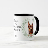 Eucalyptus Wreath Red Doberman Pinscher Monogram マグカップ (正面右)
