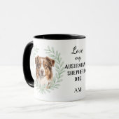 Eucalyptus Wreath Red Merle Aussie Monogram マグカップ (正面左)