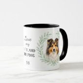 Eucalyptus Wreath Shetland Sheepdog Monogram マグカップ (正面右)