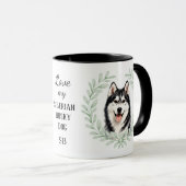 Eucalyptus Wreath Siberian Husky Dog Monogram マグカップ (正面右)
