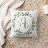 Eucalyptus Wreath Typography Monogram Initial A  クッション (ブランケット)