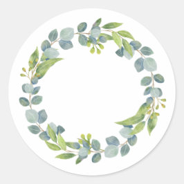Eucalyptus Wreath Wedding Envelope Seals-Set Of 20 ラウンドシール