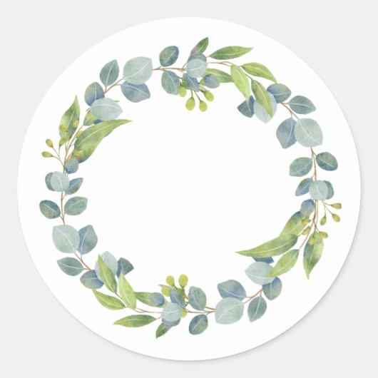 Eucalyptus Wreath Wedding Envelope Seals-Set Of 20 ラウンドシール (正面)