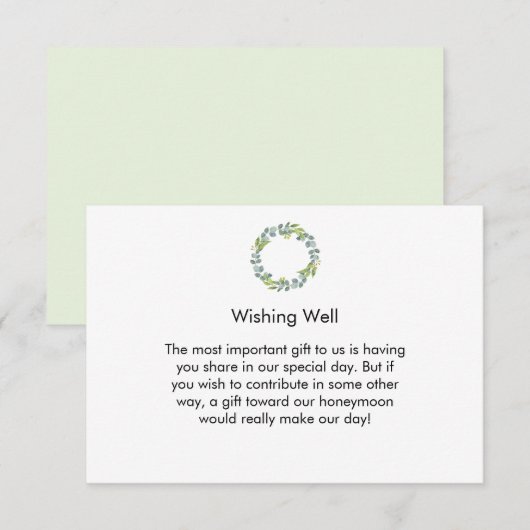 Eucalyptus Wreath Wedding Honeymoon Fund Card (正面/裏面)