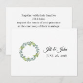 Eucalyptus Wreath Wedding Invitation Stationery ノートカード (正面/裏面)