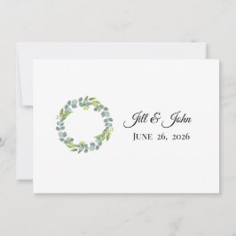 Eucalyptus Wreath Wedding Invitation Stationery ノートカード