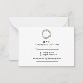 Eucalyptus Wreath Wedding RSVP  ノートカード