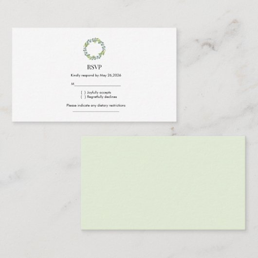 Eucalyptus Wreath Wedding RSVP  名刺 (正面/裏面)