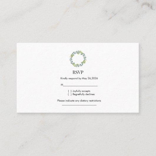 Eucalyptus Wreath Wedding RSVP 名刺 (正面)