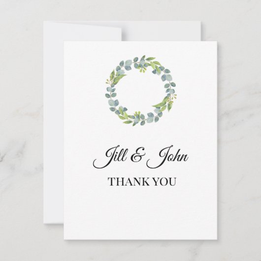 Eucalyptus Wreath Wedding Thank You Card (正面)