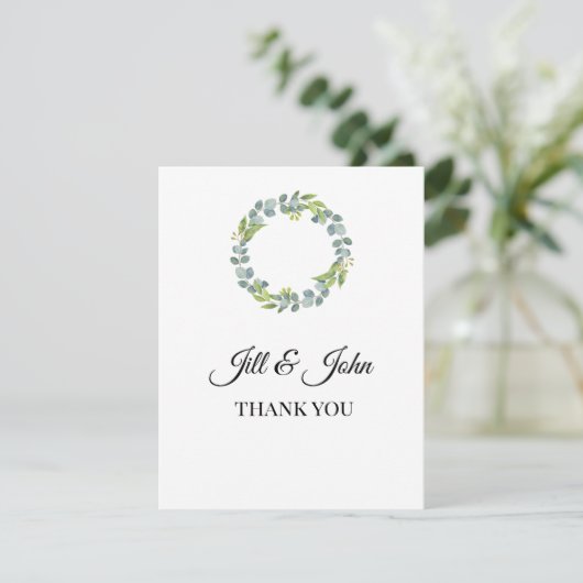 Eucalyptus Wreath Wedding Thank You Card (スタンド正面)