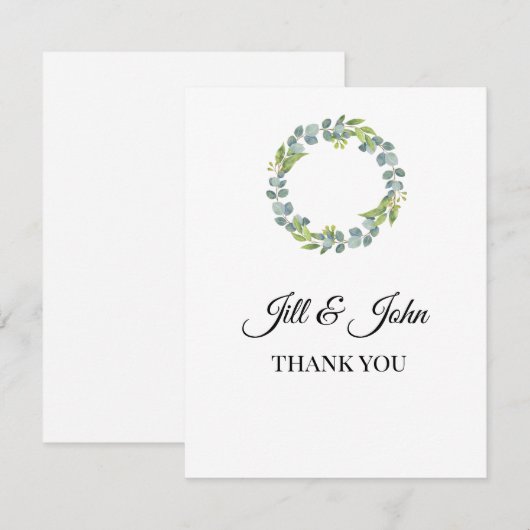Eucalyptus Wreath Wedding Thank You Card (正面/裏面)