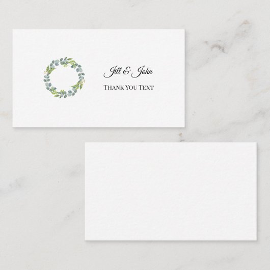 Eucalyptus Wreath Wedding Thank You Card 名刺 (正面/裏面)