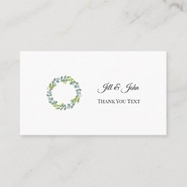 Eucalyptus Wreath Wedding Thank You Card 名刺