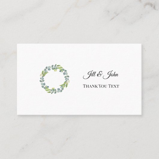 Eucalyptus Wreath Wedding Thank You Card 名刺 (正面)