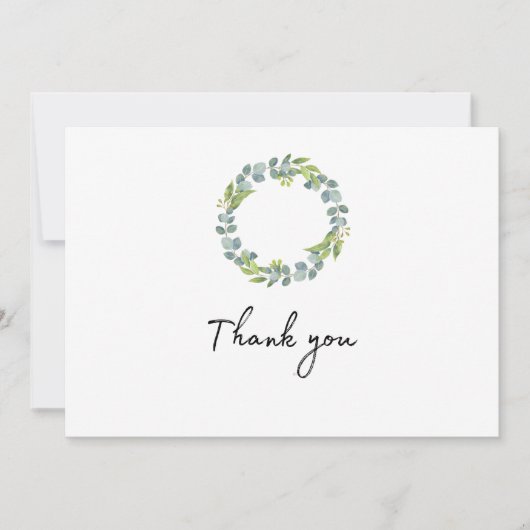 Eucalyptus Wreath Wedding Thank You Folded Card サンキューカード (正面)