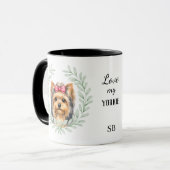 Eucalyptus Wreath Yorkshire Terrier Dog Monogram マグカップ (正面左)