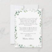 Eucalytus After Funeral Memorial Sympathy  サンキューカード (裏面)