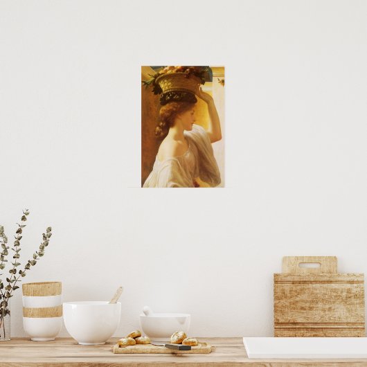 Eucharis - Girl With a Basket of Fruit by Leighton ポスター (キッチン)