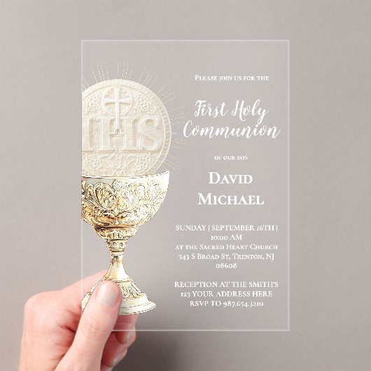 Eucharist design First Holy Communion アクリル招待状 (インサイチュ (ポータブル))